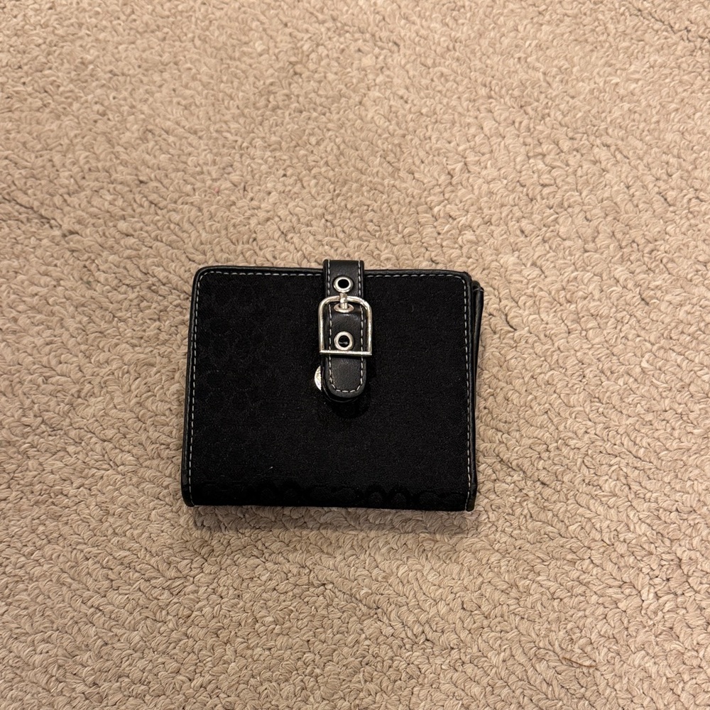 Coach Black Wallet with Silver Buckle